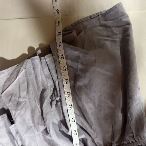 TORRID ~ Grey Peasant Top with Smocked Middle and Puff Sleeves Linen Blend - Picture 11 of 11